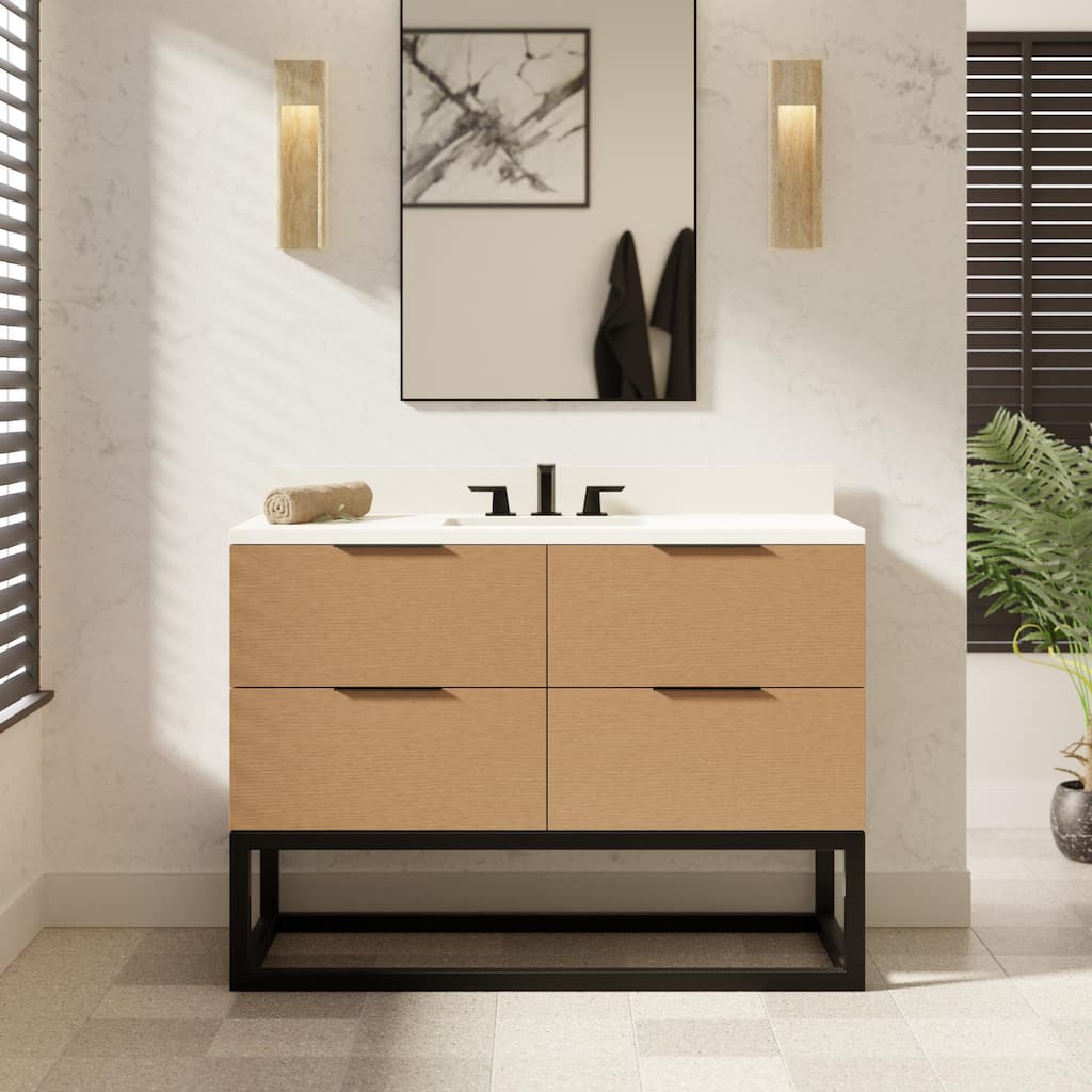 KitchenBathCollection Mia 48" Bathroom Vanity with Matte White Top