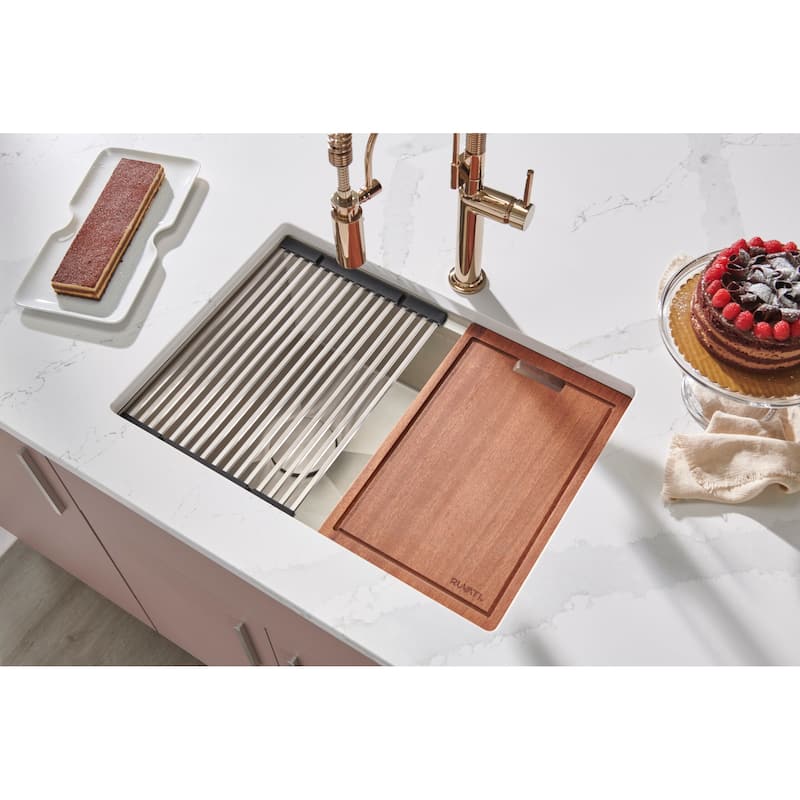 Ruvati 36-inch Workstation Slope Bottom Offset Drain Undermount 16 Gauge Kitchen Sink - RVH8596 - 36" x 19″