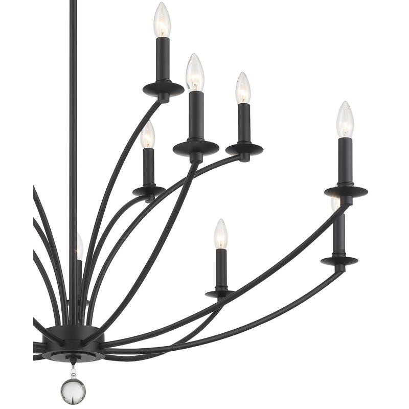 Mila 15 Light Black Chandelier - 48"W x 42"H