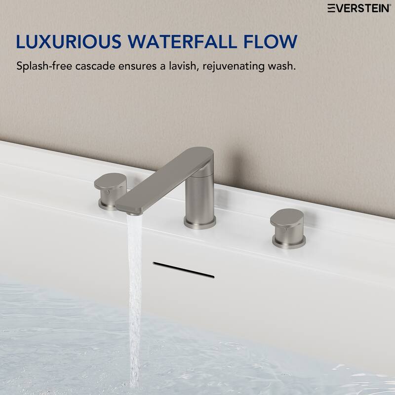 Modern Deck-Mount 2-Handle 360° Rotatable Bathtub Faucet Widespread 3 Hole Tub Filler