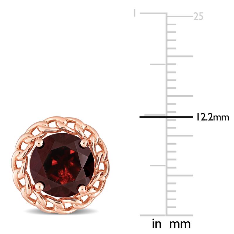 4 CT TGW Garnet Fashion Post Earrings Pink Silver