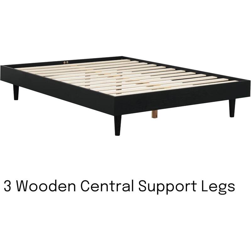 Modern Wooden Platform Bed Frame with Floating Design