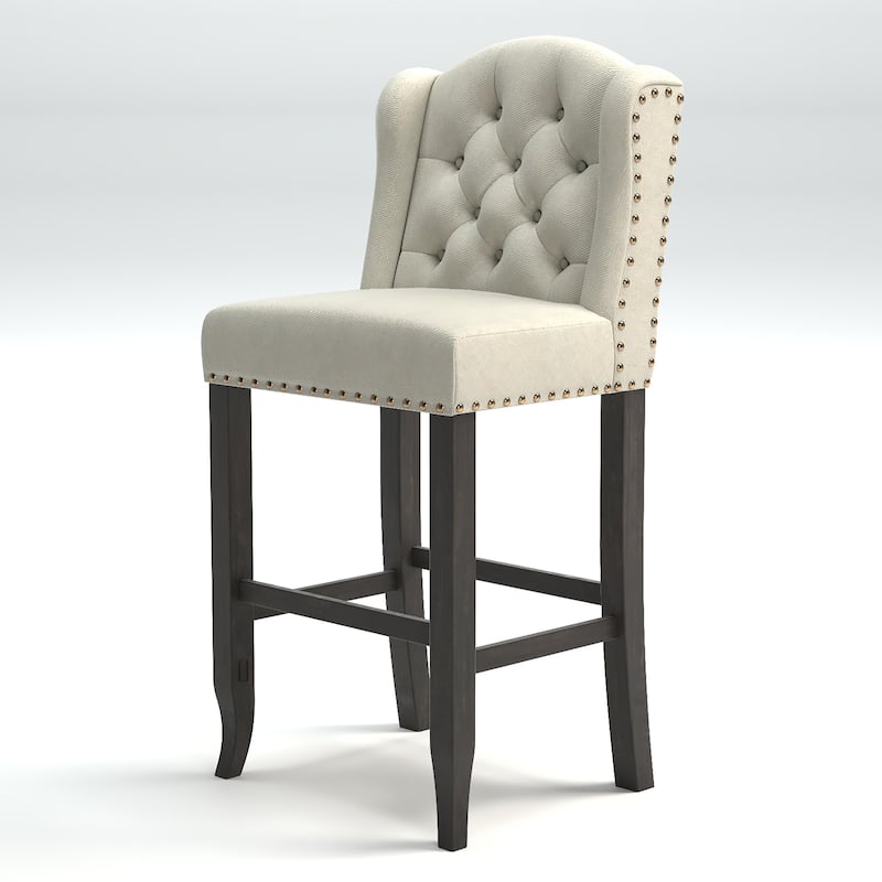 Tays Rustic Linen Tufted Bar Height Chairs (Set of 2) by Furniture of America