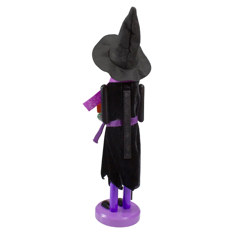 14" Black Green Witch Jack-O-Lantern Halloween Nutcracker with Broom
