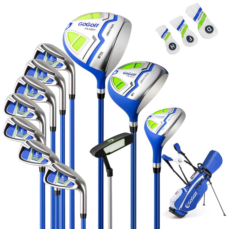Gymax 12PCS Men's Complete Golf Club Set Right Hand w/Putter Golf - Blue