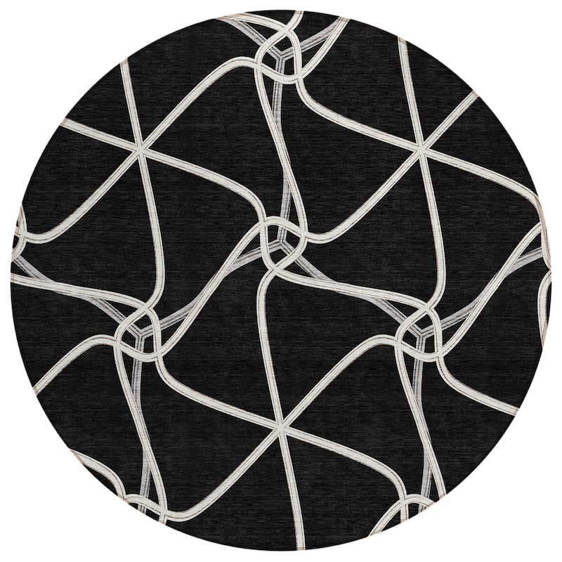 Machine Washable Indoor/ Outdoor Contemporary Links Chantille Rug