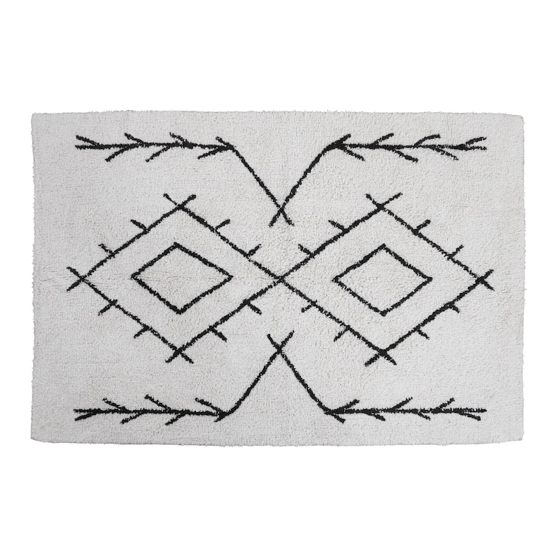 Cotton Tufted Rug with Diamond Pattern - 3' x 5'