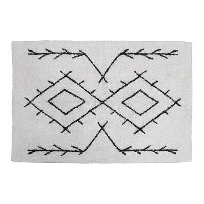 Cotton Tufted Rug with Diamond Pattern - 60" L x 36" W x 0" H