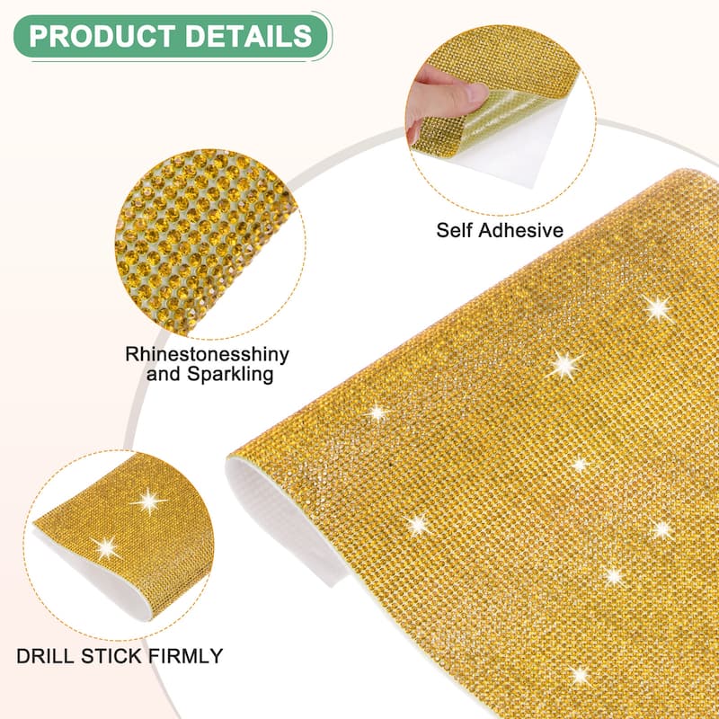 1 Roll Crystal Rhinestone Ribbon, for DIY - Golden Yellow - 15.75 Inch x 9.45 Inch