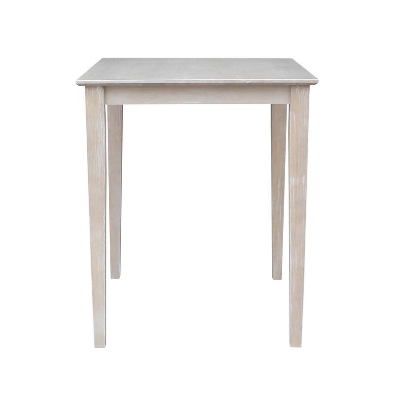 Solid Wood Counter Height Table and 2 San Remo Stools in Washed Gray Taupe