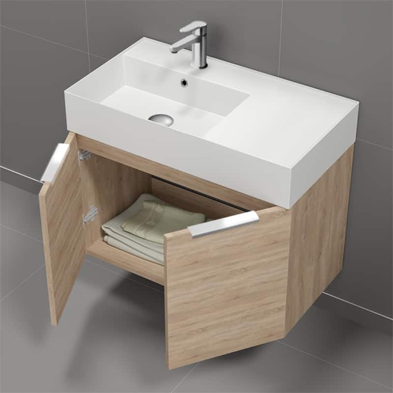 Nameeks Derin-3217-W-C-L Derin 32" Wall Mounted Single Basin Vanity