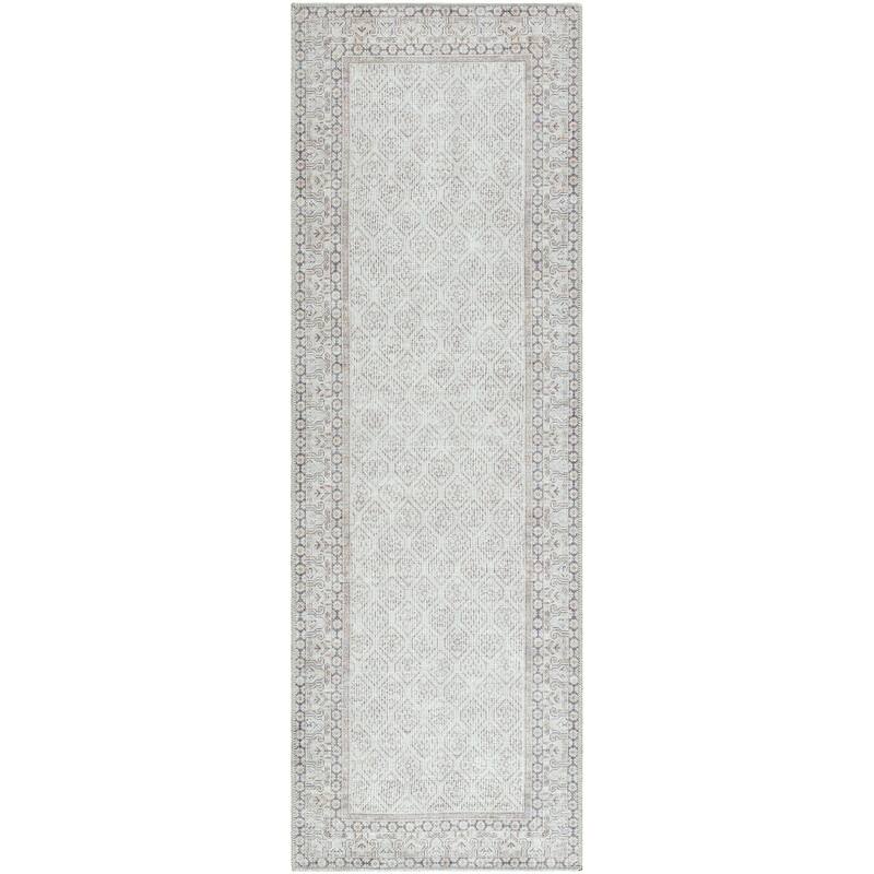 Our PNW Home x Livabliss Rainier Cottage Border Washable Area Rug - 2' 7" x 10' - Cream/Tan
