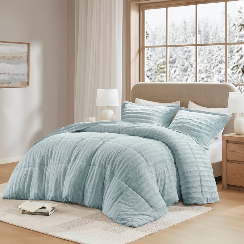 Madison Park York Faux Fur Comforter Mini Set