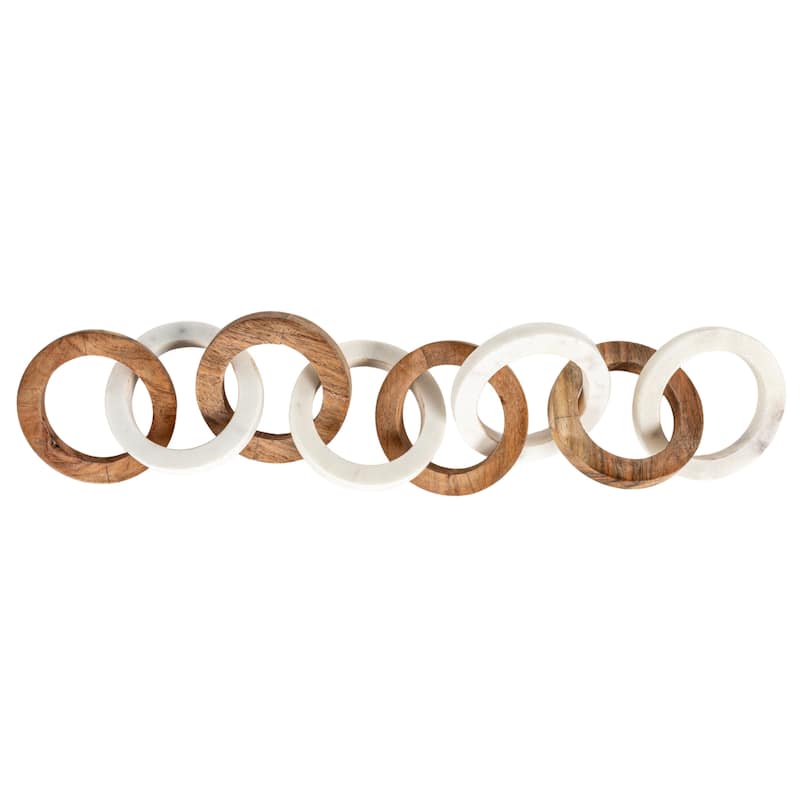 Acacia Wood and Marble Chain with 8 Links
