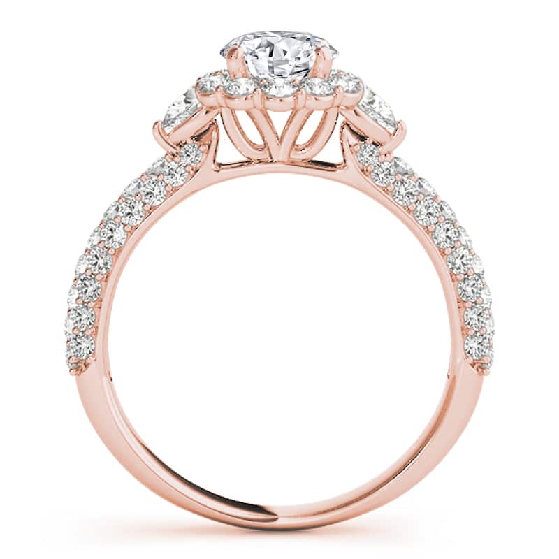 Auriya 14k Rose Gold Lab Grown Round Diamond Halo Engagement Ring 0.50 to 5.00 ct. tw. (F-G VS)