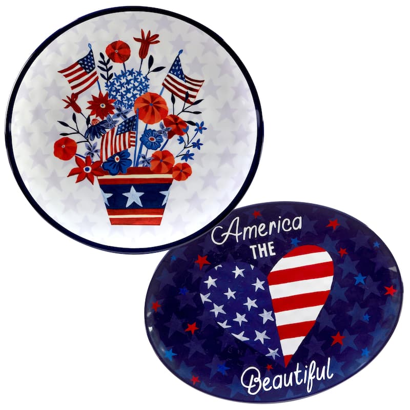 Certified International Stars & Stripes 2-Piece Melamine Platter Set
