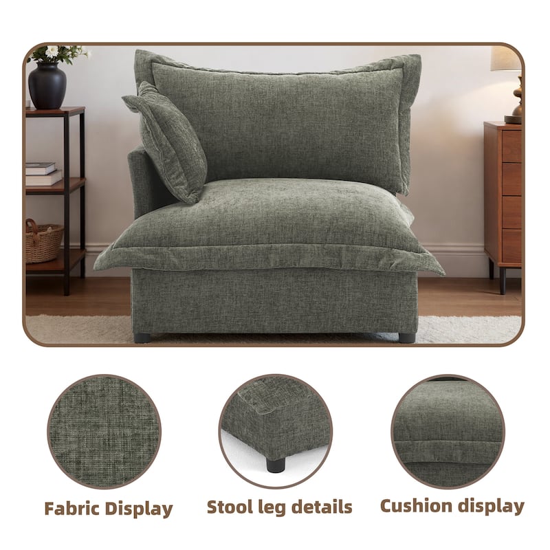 Double Layer Cushion Comfy Cloud Modular Sectional Sofa Couch Ottoman