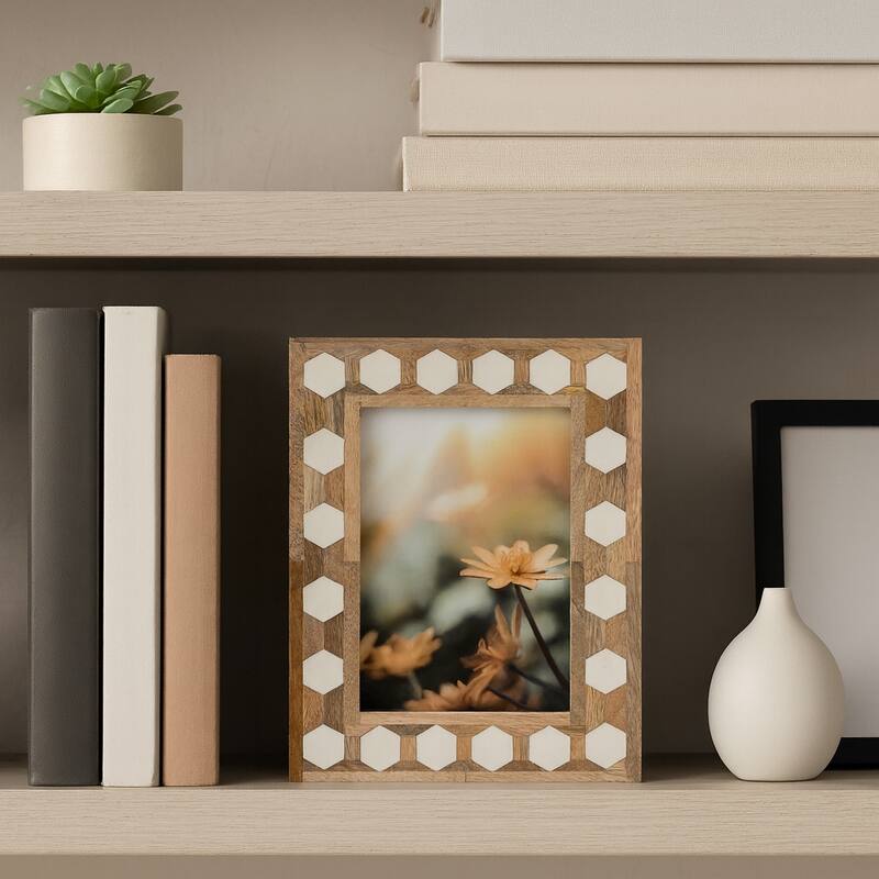 Wood Resin Hexagon Picture Frame - White, 5x7 in. - White - 10.0"