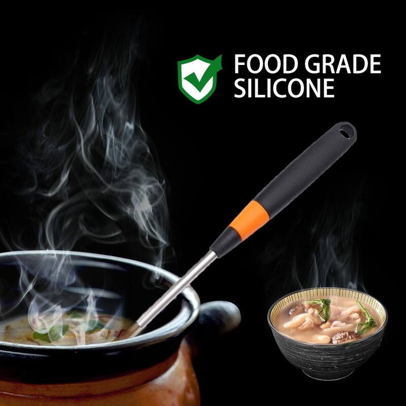 Silicone Skimmer Slotted Spoon Kitchen Stainless Steel Handle - 15" x 4.3"(L*W)