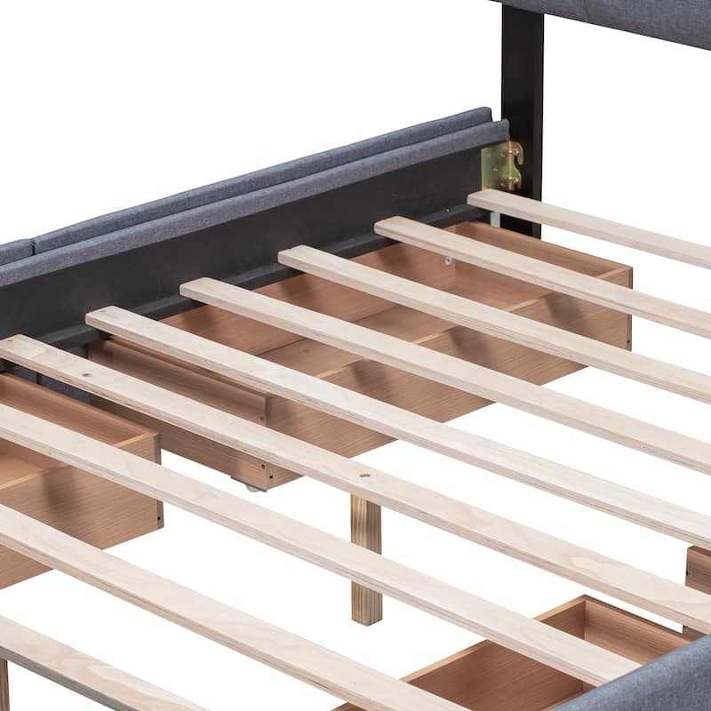 Platform Bed with Classic Headboard and 4 Drawers