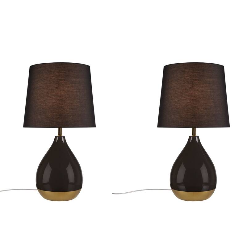 2-Tone Ceramic Table Lamp Set of 2 Black/Gold See below