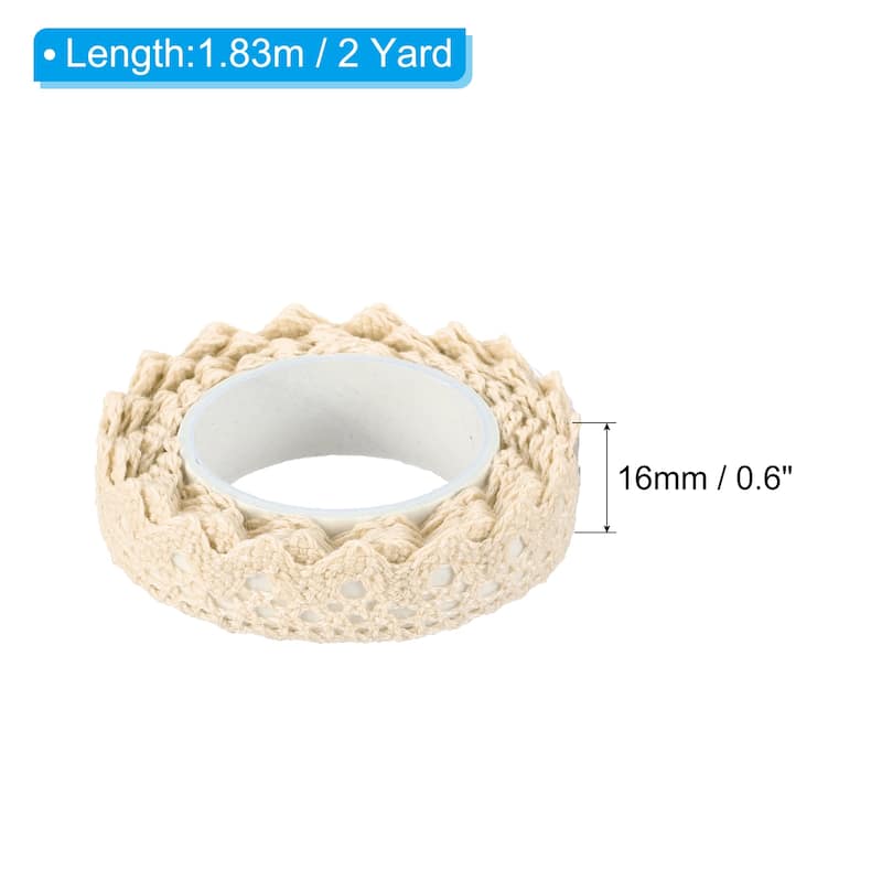 3pcs 0.6" Wide 2 Yards Self-Adhesive Lace Tape Ribbon Stickers - Beige