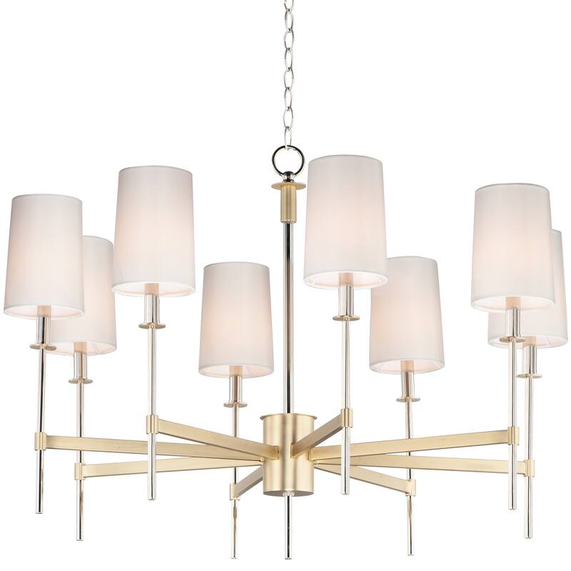 Maxim Uptown 8 Light 36" Wide Chandelier - Satin Brass / Polished Nickel