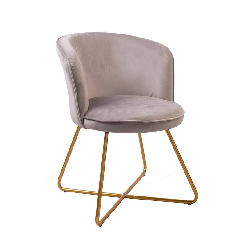 Porthos Home Orry Dining Chair, Velvet Upholstery, Gold Dipped Metal Legs - Single - Grey