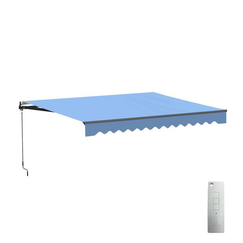 ALEKO Caribbean Motorized Retractable Patio Awning - Black Frame - Sky Blue - 10 x 8 Feet