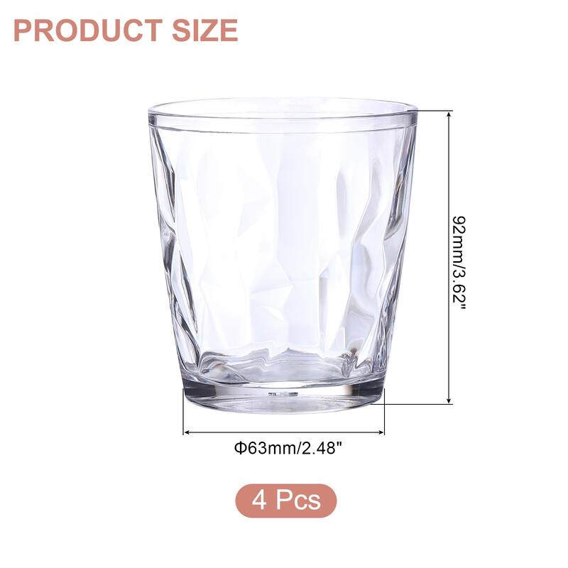 Acrylic Drinking Glasses, 4Pcs Plastic Reusable Tumblers - Transparent - 10oz