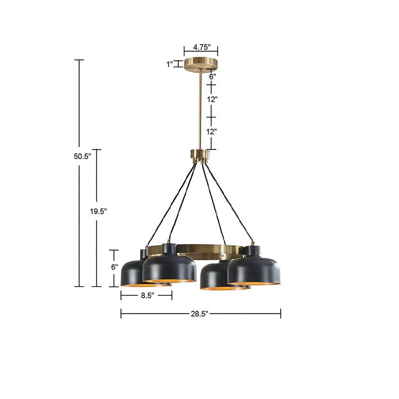 4-Light Metal Shade Chandelier for living room,bedroom,and dining room