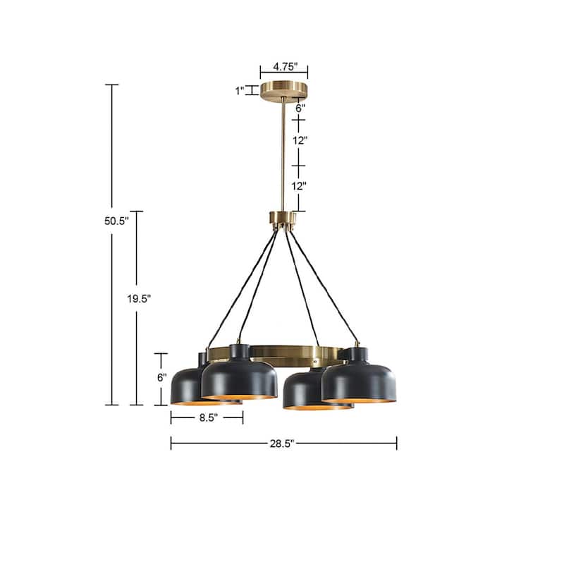 4-Light Metal Shade Chandelier