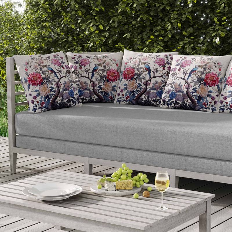 Bloom Bower Bliss Indoor/Outdoor Reversible Throw Pillow White and Pink