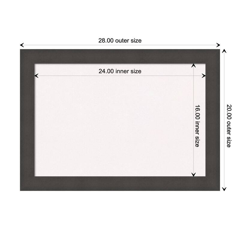 Blaine Narrow Framed White Corkboard Bulletin Board - Blaine Light Pewter Narrow - Board Size 24x16