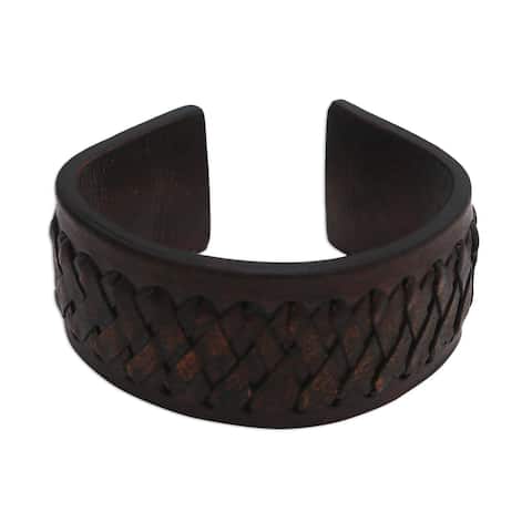 NOVICA Bali Legend, Leather cuff bracelet