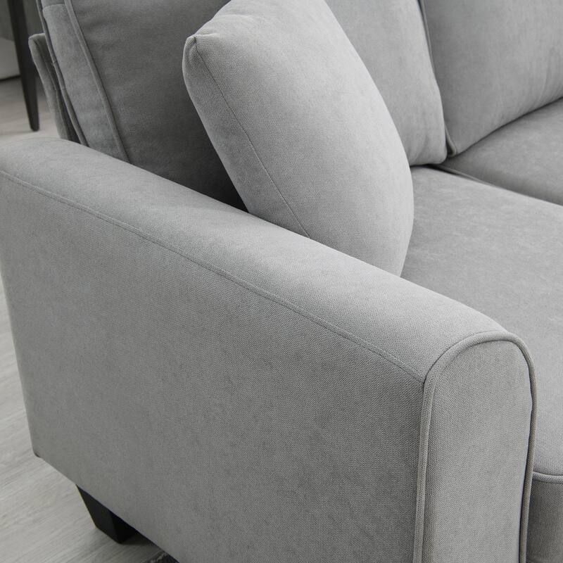Grey 108'' Spacious U-Shaped 7 Seater Sectional Sofa Set with 3 Pillows and Chaise Ideal for Living Room, Apartment
