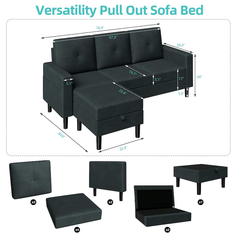 Futzca Convertible Sectional Sofa Couch