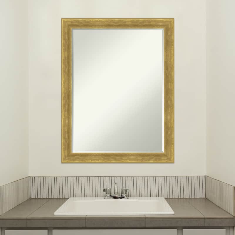 Angled Half-Inch-Bevel Wood Framed Bathroom Vanity Wall Mirror - Glass Size 18x24