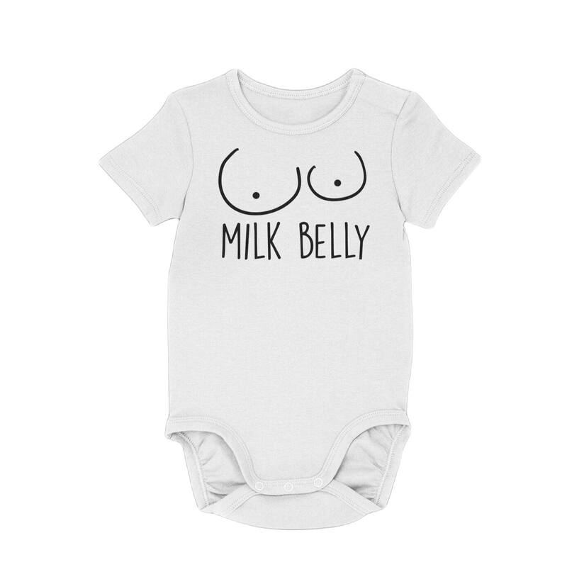 Milk Belly - Baby Boy Girl Clothes Infant Bodysuit Funny Cute Newborn - White - 0-3M