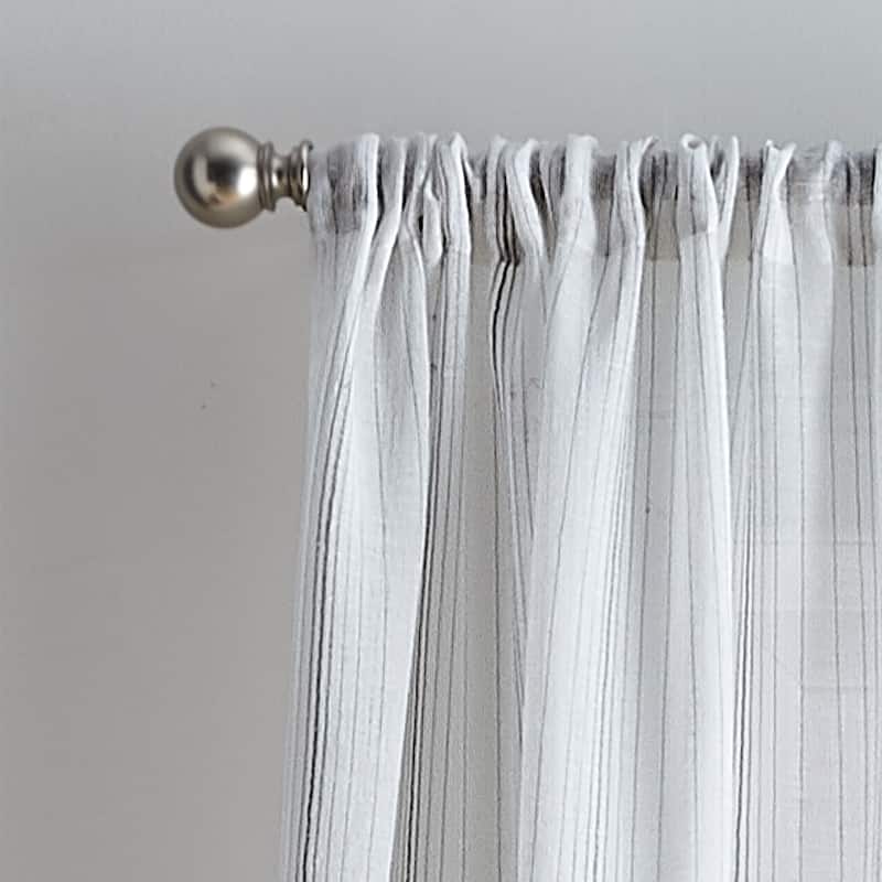 Martha Stewart Hampton Stripe Sheer Rod Pocket Single Curtain Panel