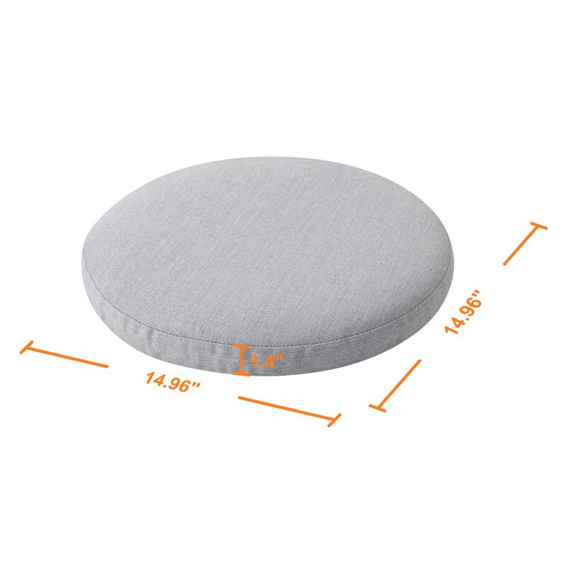 Outdoor 2-Pack 15 Inch x 1.4 Inch Gray Round Chair Seat Cushions with Straps