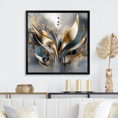 Designart "Abstract Shapes And Lines Iv" Abstract Marble Framed Wall Art For Living Room