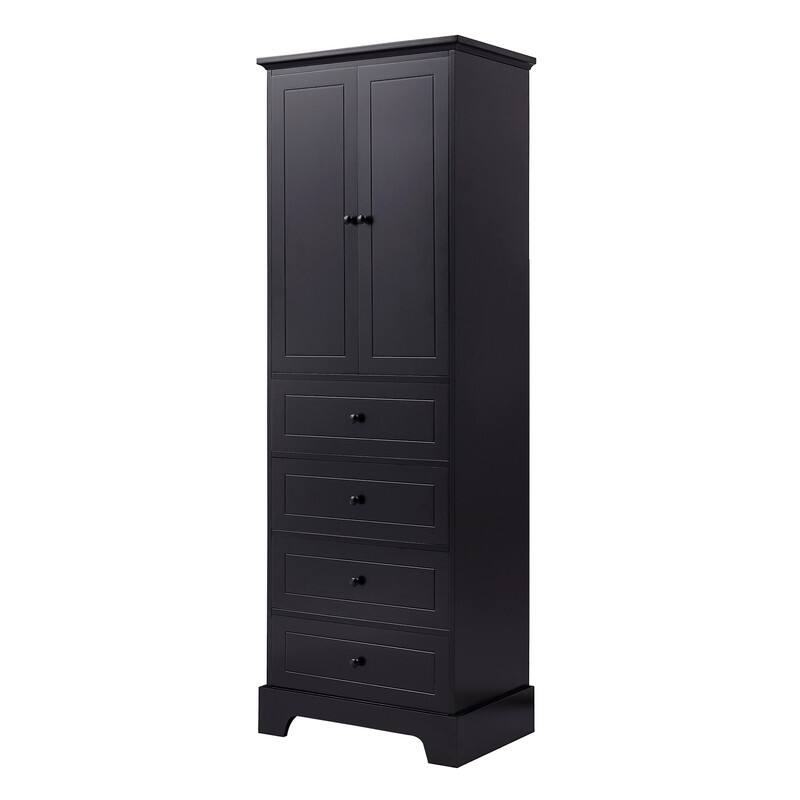 Freestanding Storage Cabinet with 2 Doors and 4 Drawers