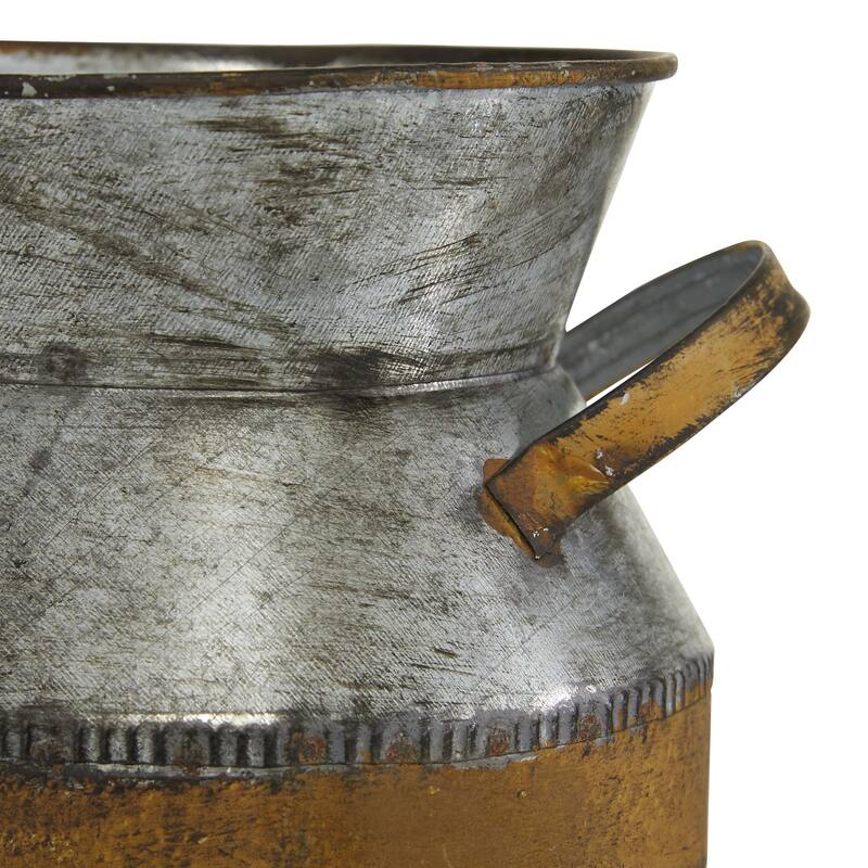 Gray Metal Milk Can Vase