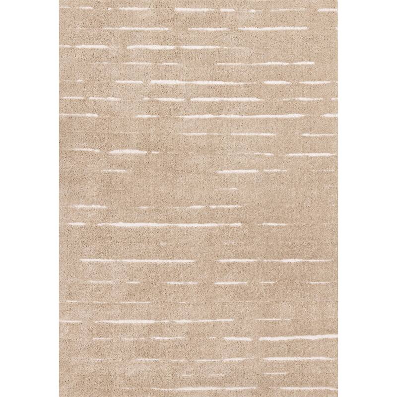 Trish Beige Cream Broken Stripes Area Rug