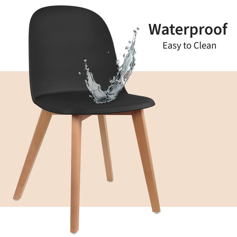 Set of 4 Plastic Dining Side Chair Wood For Event Kitchen Office Event Garden Patio Cafe