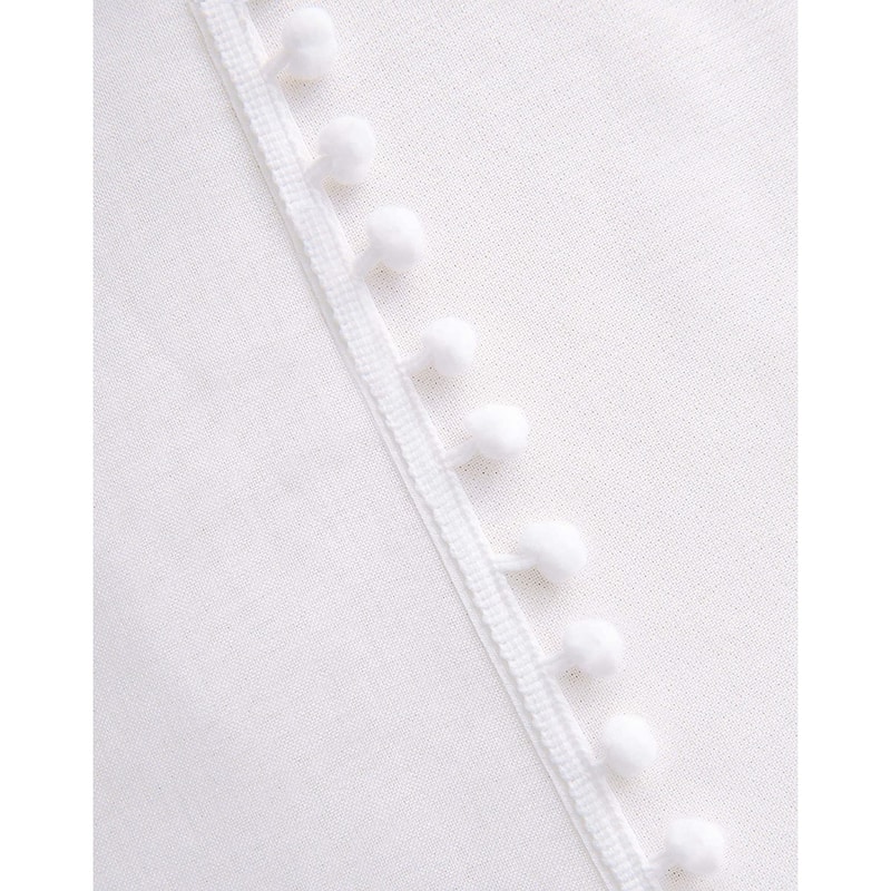 DriftAway Laura Pom Pom Trimmed Solid Sheer Door Curtain