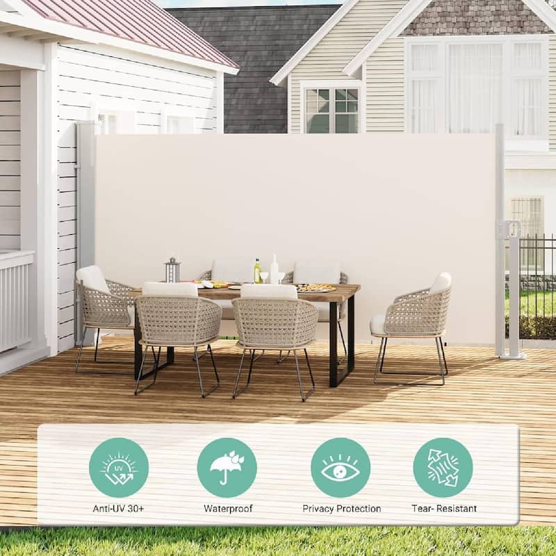 71 in x138 in Retractable Side Awning, Privacy Screen Protection Awning for Patio, Balcony and Pools - N/A