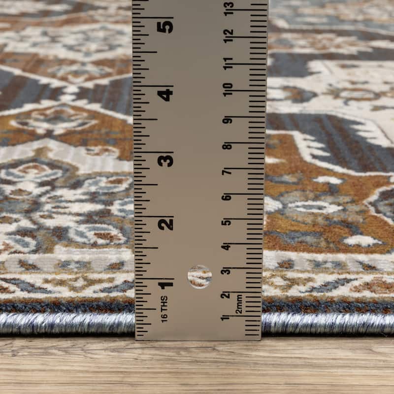 Style Haven Everly Panel Medallions Blue/ Rust Area Rug