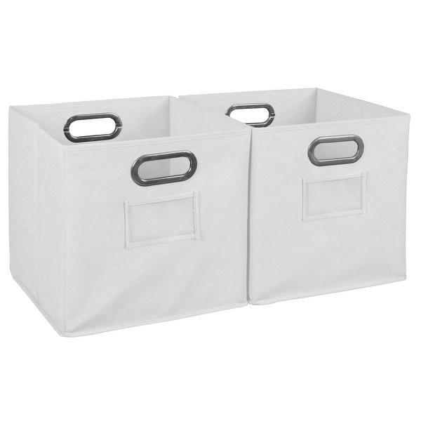 White canvas outlet storage bins